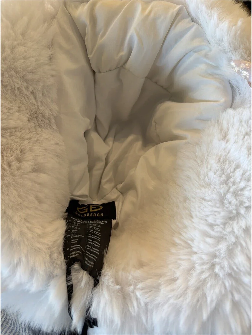 Goldbergh Cher Fluffy$300 White Aviator Hat
